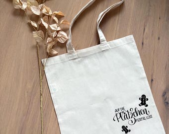 Jute bag with the lettering 'On your cookies, get set, go'