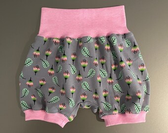 Short harem pants for babies, floral print, size: 68/74