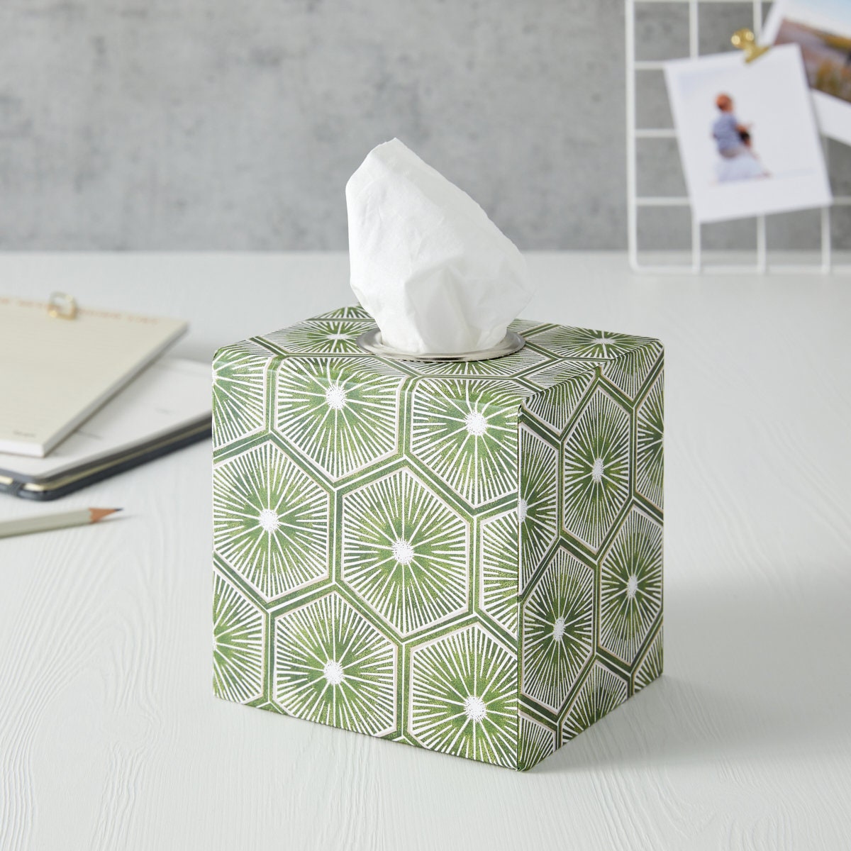 BCLONG Leather Tissue Box Cover Holder Square Tissues Case Roll Paper  Dispenser Lake Green 