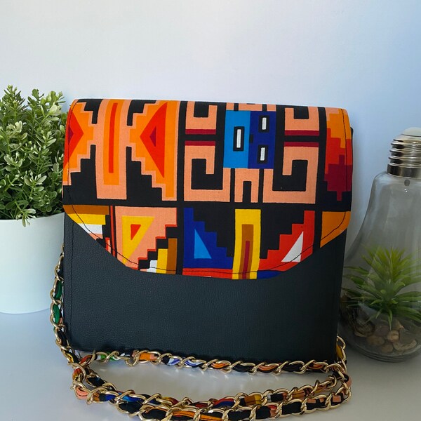 Leather Ankara bag main image 1