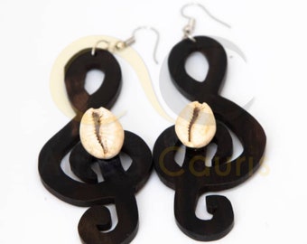 Boucles d’oreilles Note musicale avec cauris