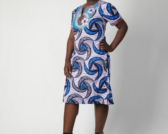 Robe droite en wax africain. African wax dress, ankara fashions