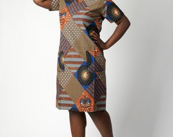 Robe droite en wax africain. African wax dress, ankara fashions