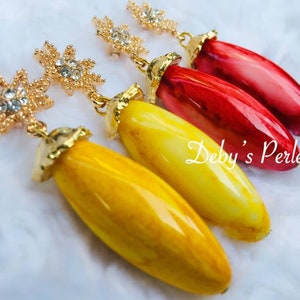 Boucle d'oreilles chic Bijoux élégants Boucles d'oreilles en perles Bijoux en perles Jaune