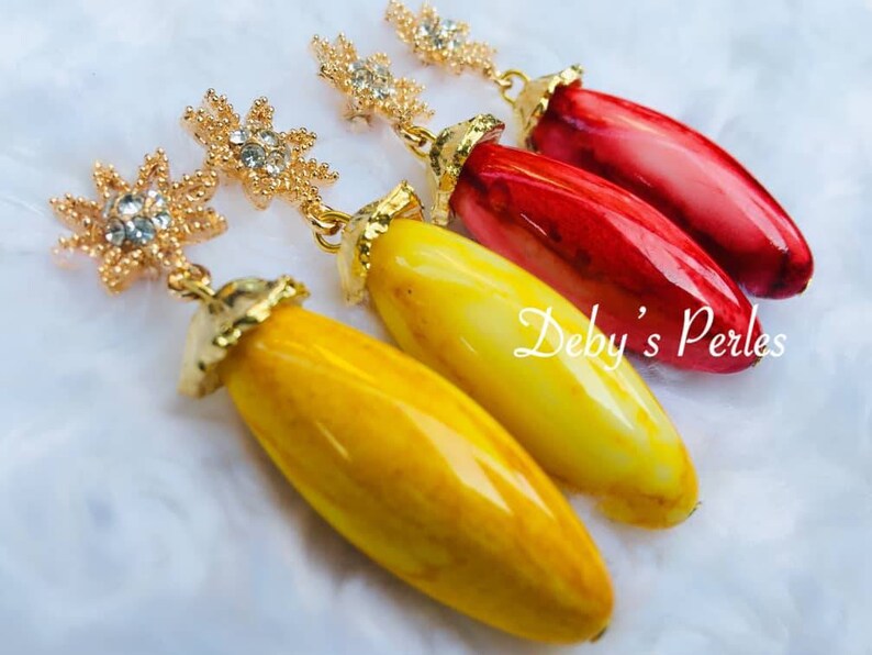 Boucle d'oreilles chic Bijoux élégants Boucles d'oreilles en perles Bijoux en perles Jaune