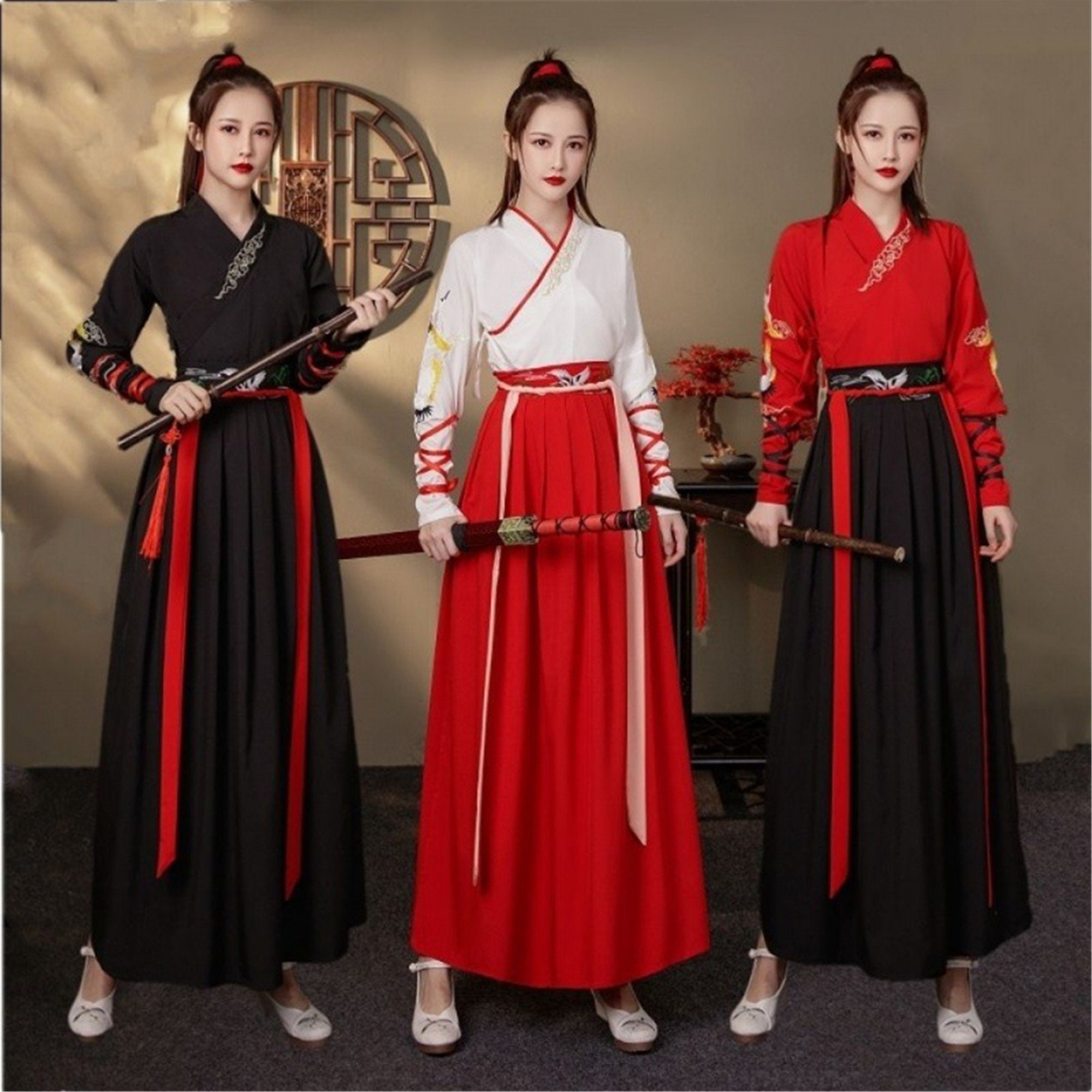 2pcs Ancient Chinese Costume Women Clothes Traditional Hanfu Tang Dynasty  Classical Dance Costumes Fairy Dress Red Outfits (Color : 6m red Set, Size  : Small) : : Clothing, Shoes & Accessories