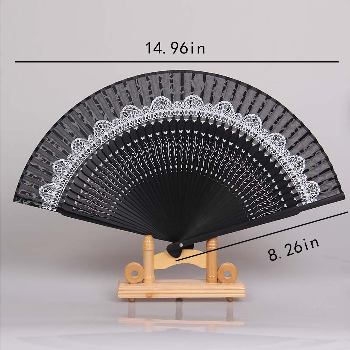 Black Silk Folding Fan Bamboo Handheld Fan Japanese Hand - Etsy