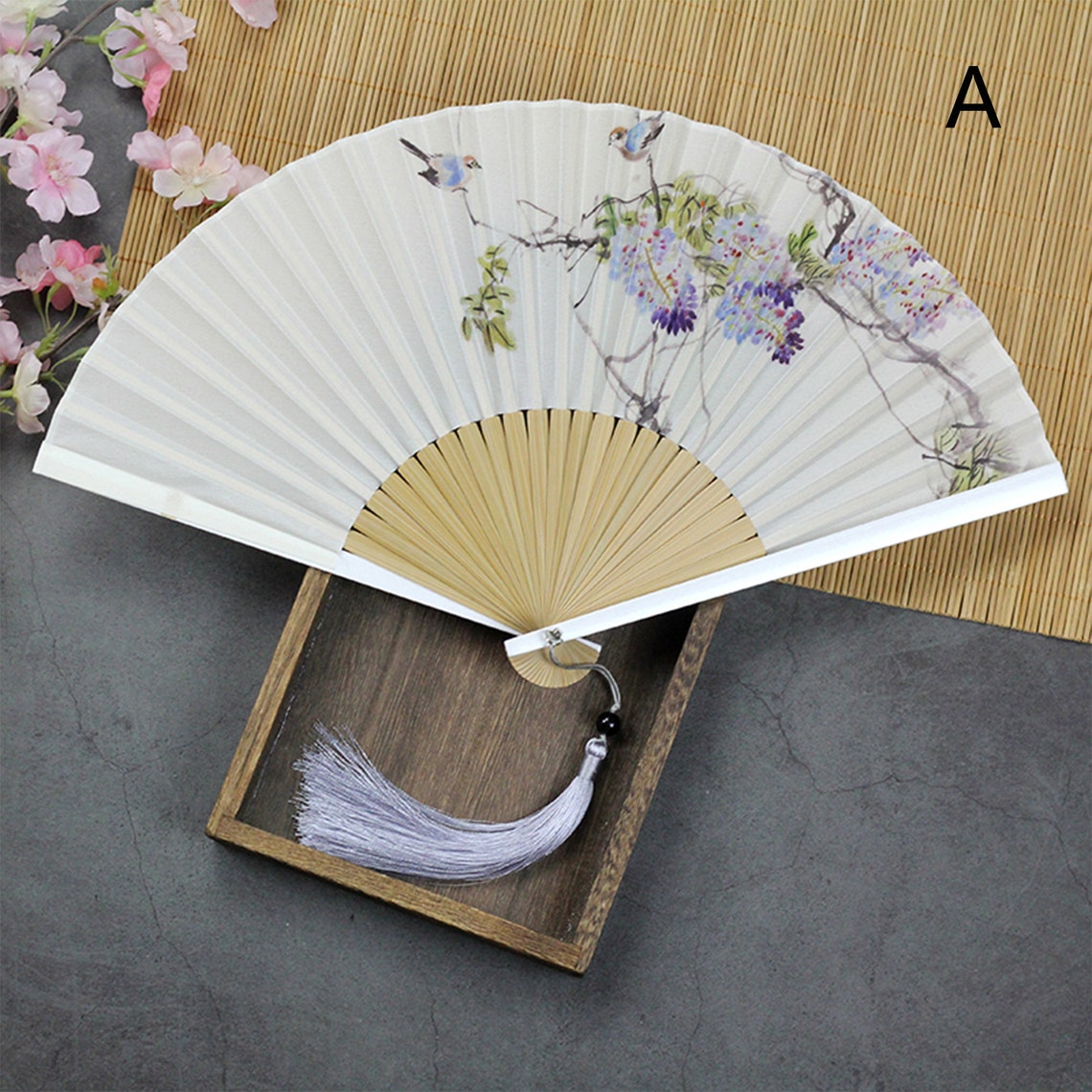 Chinese Folding Fan Silk Hand Fan Large Folding Fan Dance Etsy