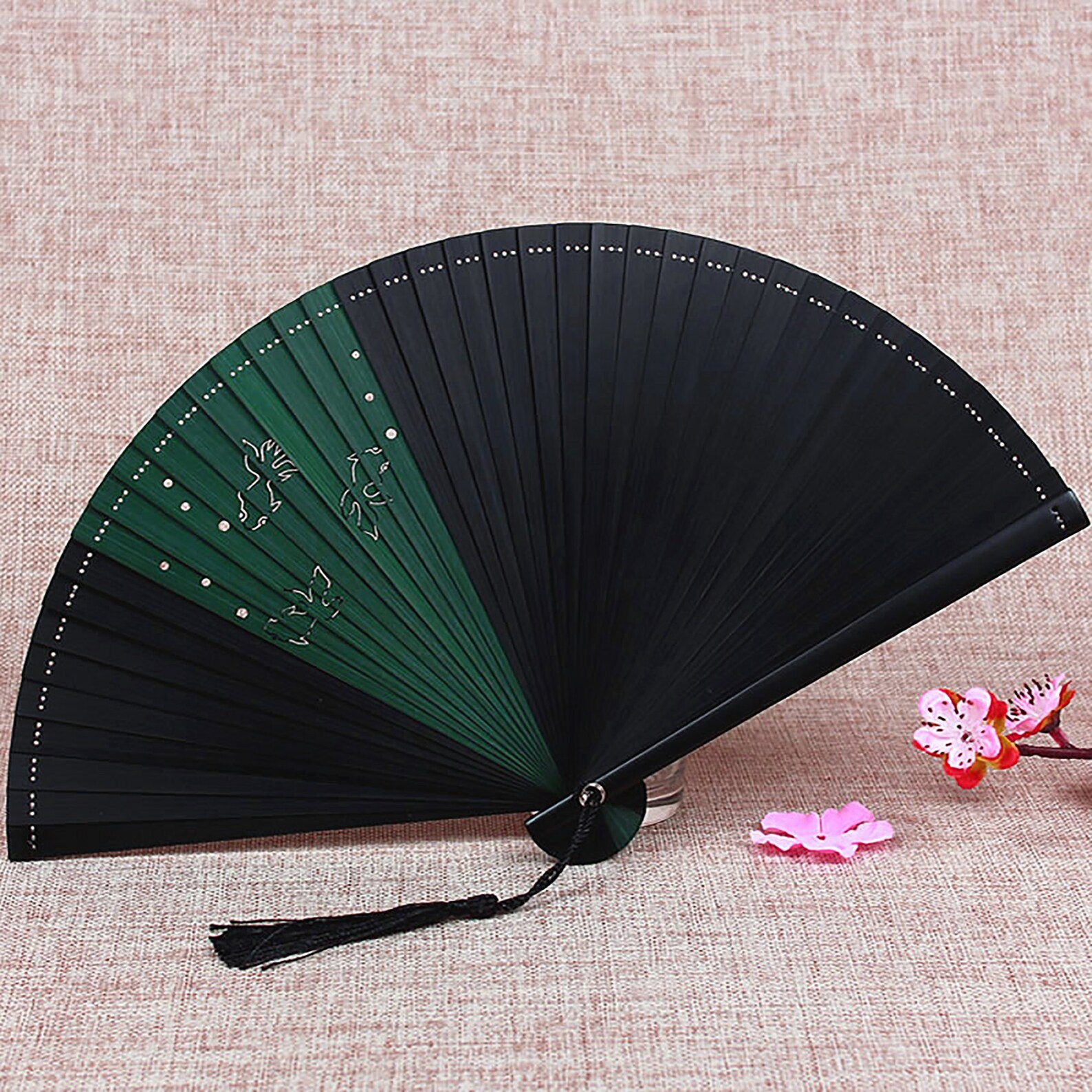 Japanese Silk Folding Fans Vintage Hand Held Folding Fans Etsy