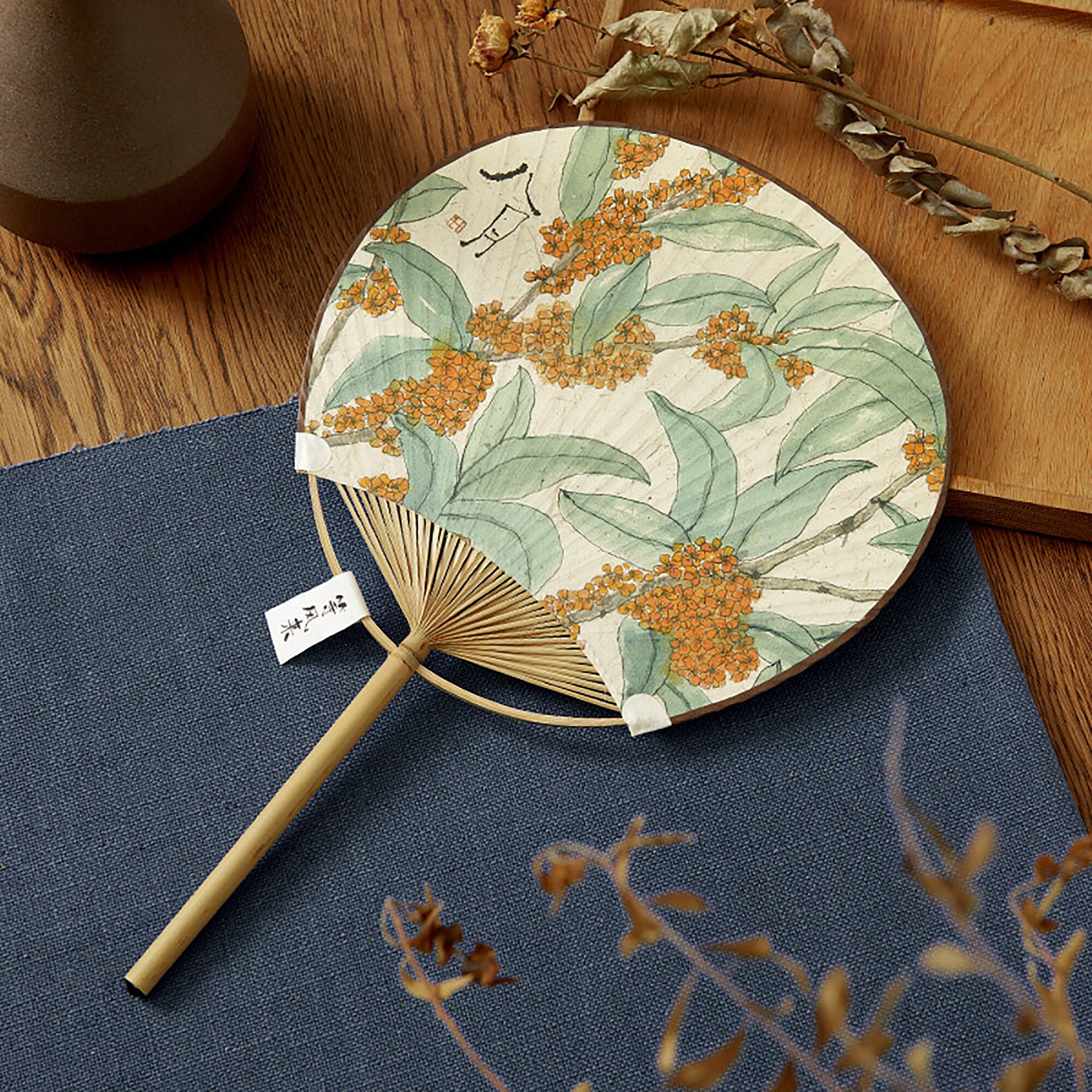 Handpainted Fan Creative Round Fan Handmade Fan Bamboo Etsy