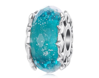 Sternförmiger Glasperlen Charm, Anhänger für Armband, 925 Sterling Silber Charm, Geschenk für Sie