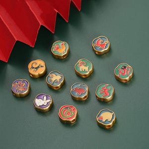 Chinese Zodiac Charm Beads, Good luck Charm, zodiac beads, zodiac charms, Twelve Symbolic Animals Charm, Focal Beads, Bead Spacer