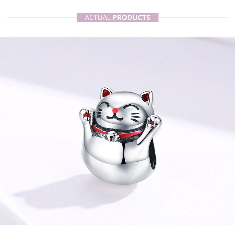 Charm for Bracelet, Lucky Cat Charm Beads, 100% Genuine 925