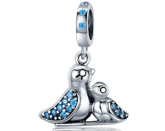 Charm for Bracelet, Cute Bird Charm Beads, 100% Genuine 925 Sterling Silver Charm Fits Pandora Bracelet Necklace, SCC426