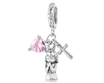 Dije de oración de fe, dije para pulsera, dije de plata de ley 925, regalo para ella