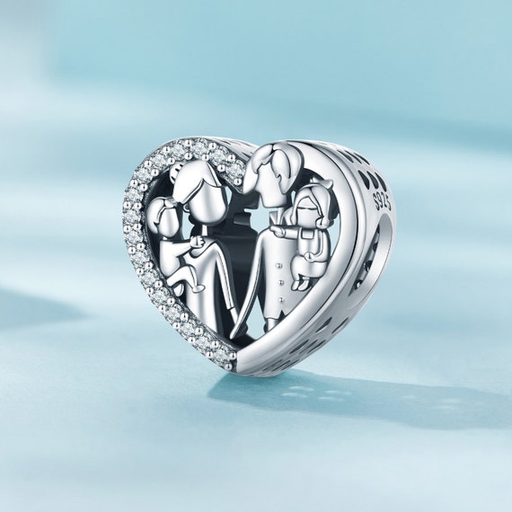 ☆美品☆PANDORA ブレスレット シルバー925 ガラスチャーム付き ファミリーチャーム、925スターリングシルバーチャーム、パンドラ