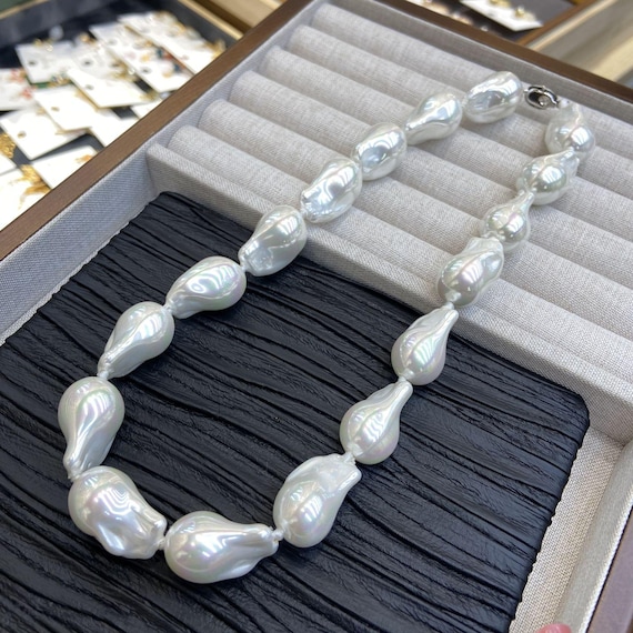 Luxury Baroque Irregular Pearl Necklace, AAA Simulated Pearls, Eco-friendly Faux Pearl Jewelry, Statement Women's Jewelry