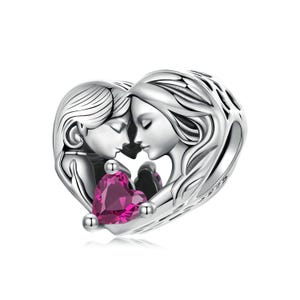 Mother and Daughter Family Charm, Charm for Bracelet, 925 Sterling Silver Charm Fit Pandora Bracelets, Gift for Her