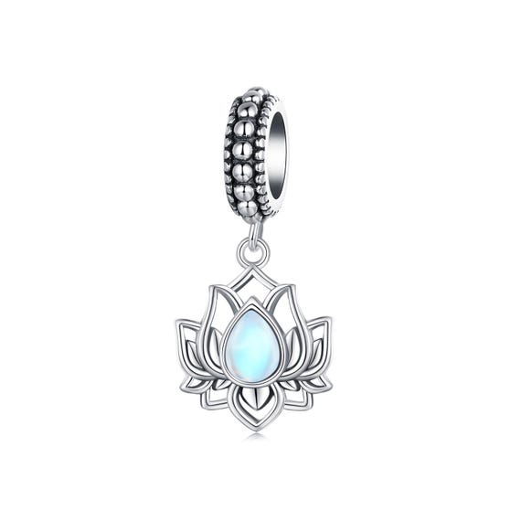 Lotus Pendant Charm, Charm for Bracelet, 925 Sterling Silver Charm