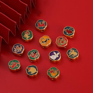 Chinese Zodiac Charm Beads, Good luck Charm, zodiac beads, zodiac charms, Twelve Symbolic Animals Charm, Focal Beads, chinese charm
