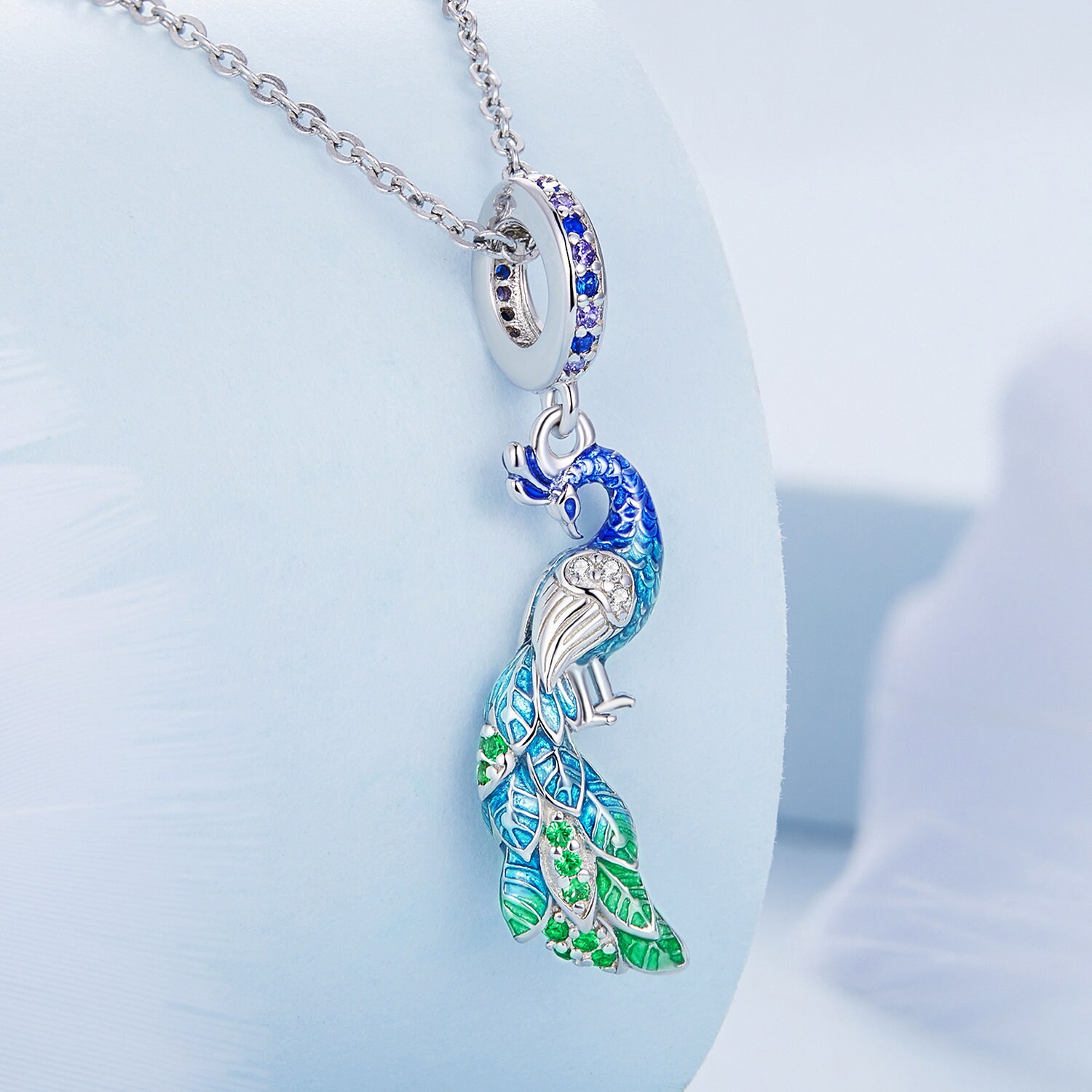 Collana Con Pendente A Forma Di Cuore E Pavone In Argento 925 E Conchiglia Abalone – Zirconi – Gioiello Donna, Regalo Significativo - 2