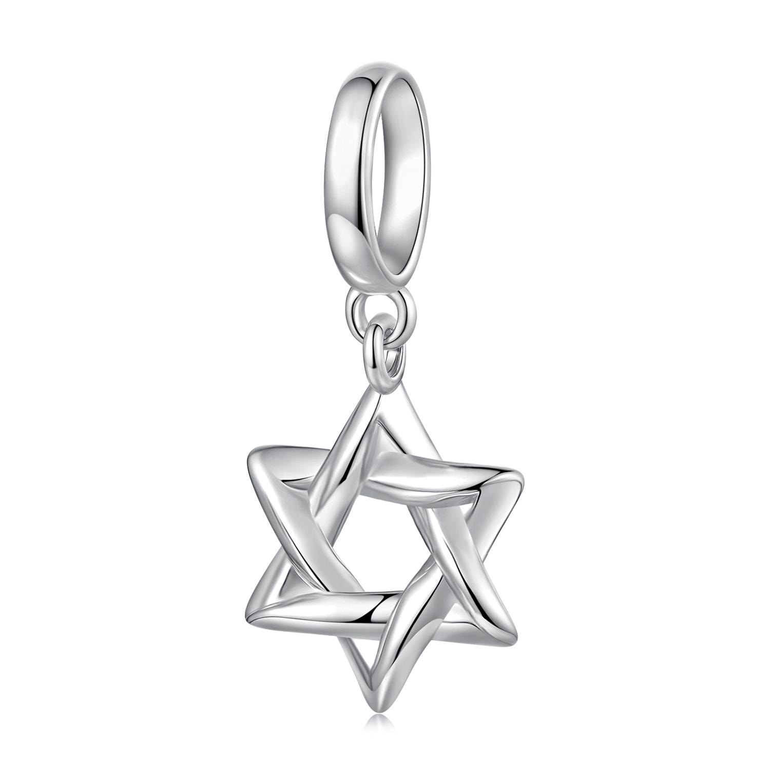 European Jewish Star Of David Hamsa Hand Charm - Bead For Charm Bracelets (Fits Pandora, Troll, Etc.)