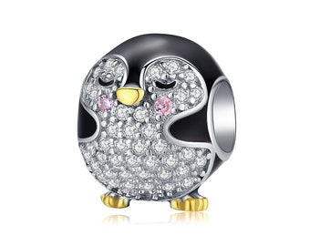 Charm for Bracelet, Penguin Charm Beads, 100% Genuine 925 Sterling Silver Charm Fits Pandora Bracelet Necklace, BSC126
