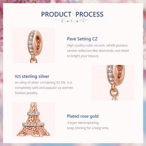 Travel Charm Beads For Bracelets – Sydney, Hawaii, London, Rome, Pisa & Eiffel Tower Charms - View #9