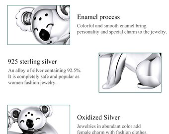 Australia Cute Koala Beads Fit Charm Bracelet & Necklace 100% Authentic 925 Sterling Silver