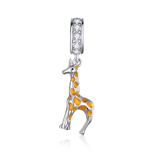 Charm for Bracelet, Giraffe Charm Beads, 100% Genuine 925 Sterling Silver Charm Fits Pandora Bracelet Necklace, BSC258