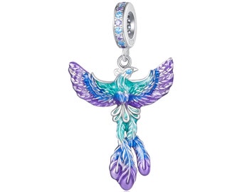Phoenix Pendant Charm, Charm for Bracelet, 925 Sterling Silver Charm Fit Pandora Bracelets, Gift for Her