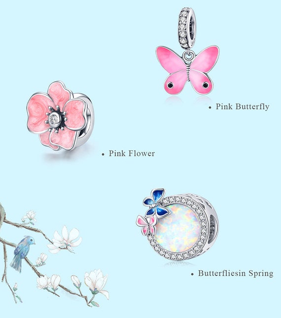 Sterling Silber Schmetterling Charme CZ Großes Loch