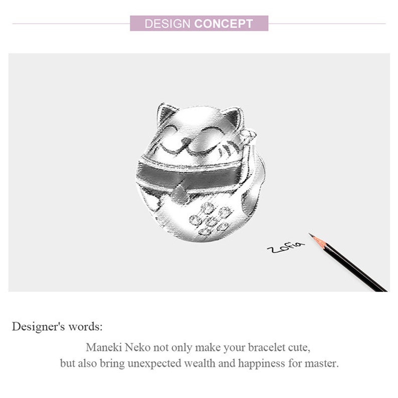 Charm for Bracelet Cute Lucky Cat Charm Beads 100 Genuine Etsy