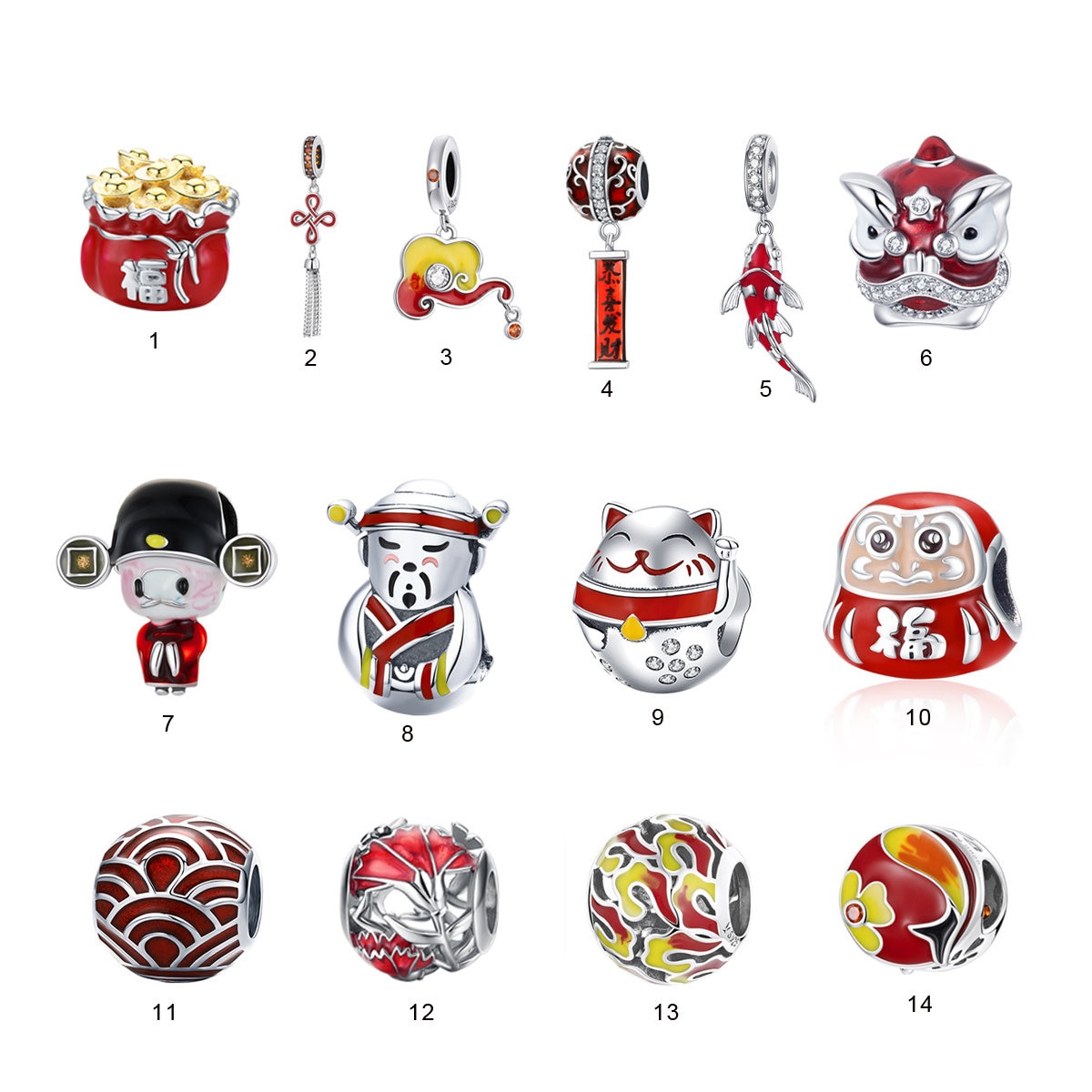 Chinese New Year Spring Festival Theme Charm Collection Lucky Carp Lantern Lion Dance Lucky Koi Charm Fits Pandora Bracelet Necklace Etsy