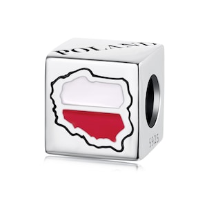 Poland Souvenir Charm, Charm for Bracelet, 925 Sterling Silver Charm, Gift for Her