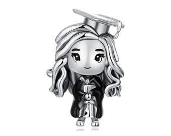 Mädchen Abschluss Charm, Anhänger für Armband, 925 Sterling Silber Charm Fit Pandora Armbänder, Geschenk für Sie