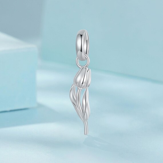 Tulip Pendant Charm, Charm for Bracelet, 925 Sterling Silver Charm