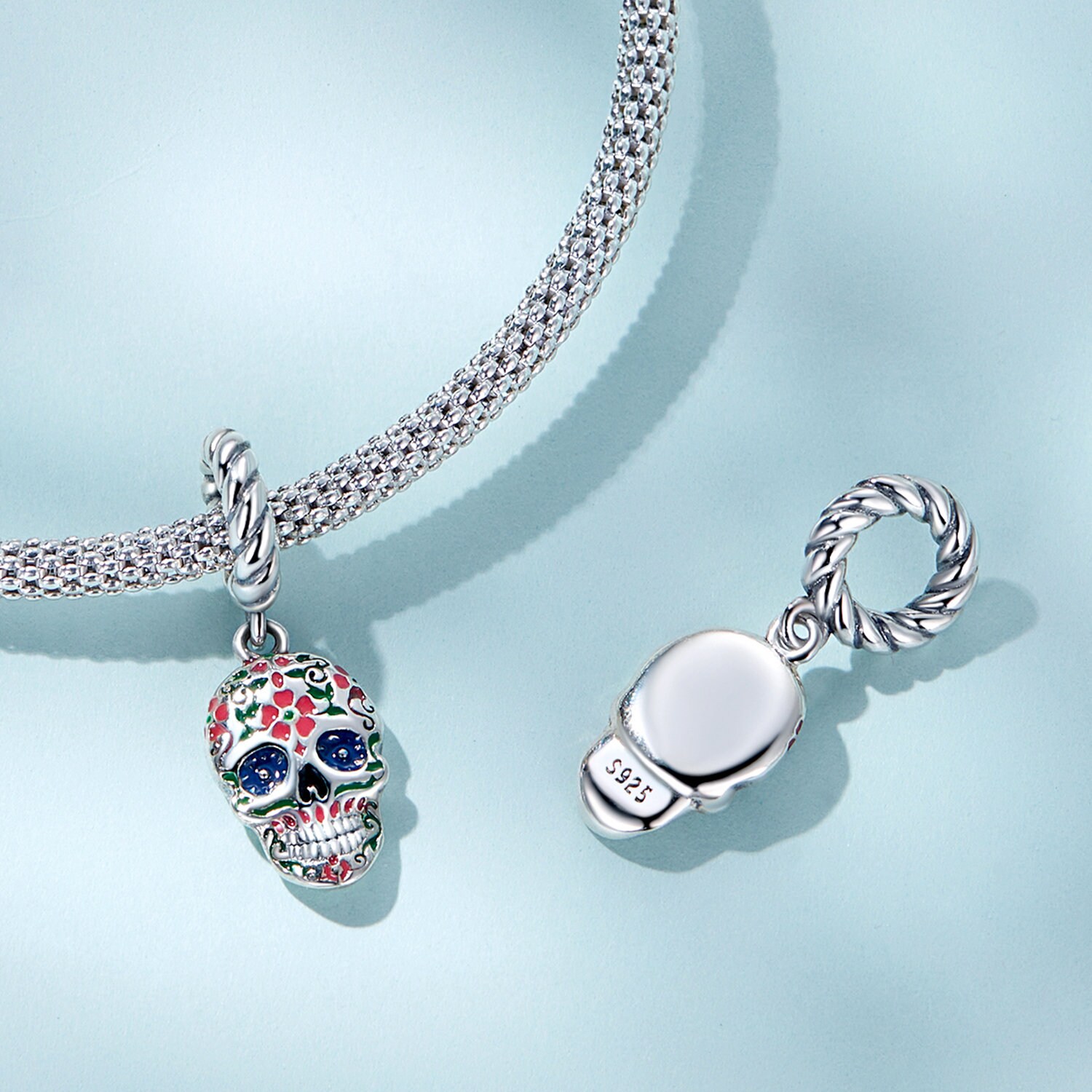Totenkopf Anhänger 925er Sterlingsilber, Christlicher Anhänger, Piraten