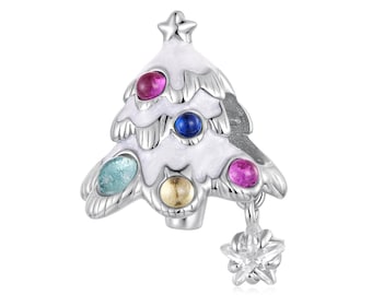 Weihnachtsbaum Perlen Charm, Anhänger für Armband, 925 Sterling Silber Charm, Geschenk für Sie