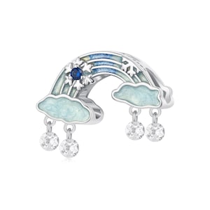 Ice and Snow Rainbow Charm, Charm for Bracelet, 925 Sterling Silver Charm Fit Pandora Bracelets, Gift for Her