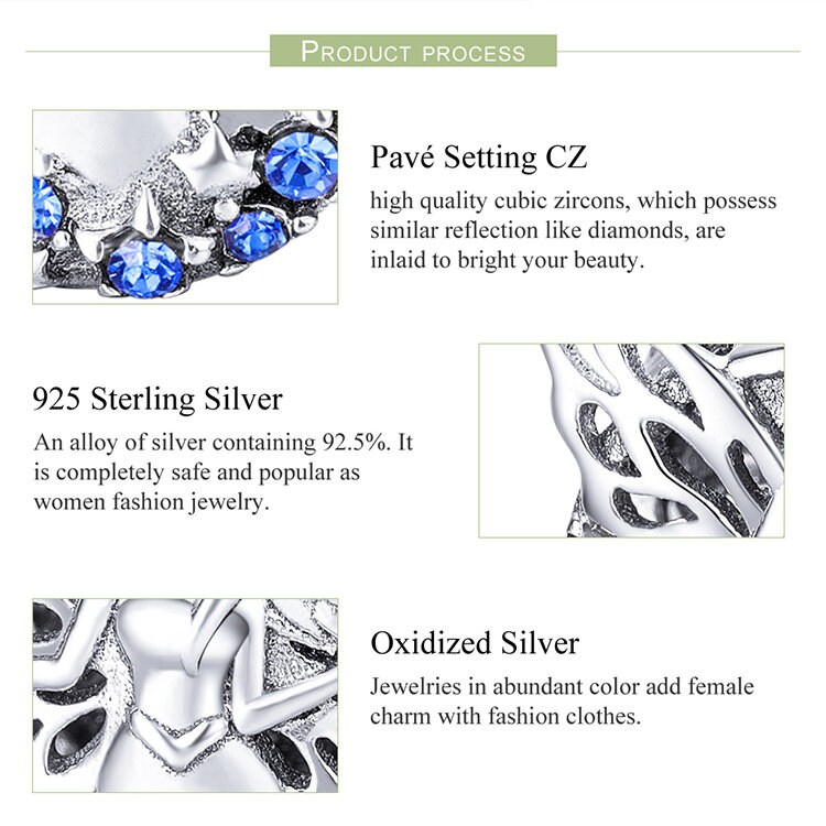 LNQOBU 925 Sterling Silver Charm Bead - Cubic Zirconia Dangle Pendant For Bracelets & Necklaces (Fits Pandora Style) - View #2