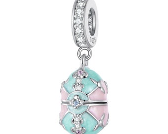 Easter Egg Charm, Charm for Bracelet, 925 Sterling Silver Charm Fit Pandora Bracelets, Gift for Her