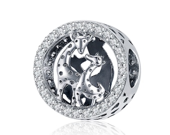 Charm for Bracelet, Giraffe Charm Beads, 100% Genuine 925 Sterling Silver Charm Fits Pandora Bracelet Necklace, SCC997