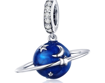 Sterling Silver Blue Planet Charm, Pandora Compatible