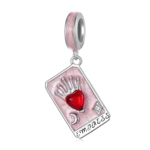 Pingente de Tarô da Rainha, Pingente para Pulseira, Pingente de Prata Esterlina 925 Adequado para Pulseiras Pandora, Presente para Ela