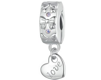 Bogen Stopper Perlen Charm, Anhänger für Armband, 925 Sterling Silber Charm Fit Pandora Armbänder, Geschenk für Sie