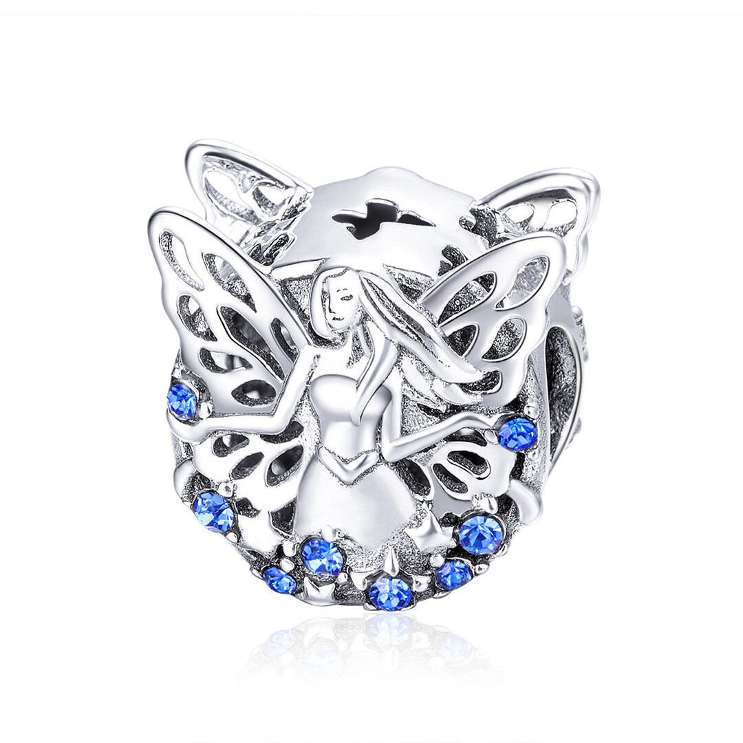 NJXINJIABO Blue Butterfly Charm - 925 Sterling Silver Dangle Pendant For Bracelet Or Necklace