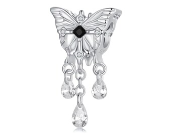 Cross Butterfly Charm Beads, 925 Sterling Silver Charm Fits Pandora Bracelet Necklace
