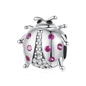 Lucky Ladybug Charm, Charm for Bracelet, 925 Sterling Silver Charm Fit Pandora Bracelets, Gift for Her