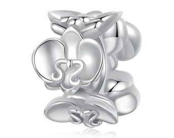 Phalaenopsis Charm, Charm for Bracelet, 925 Sterling Silver Charm Fit Pandora Bracelets, Gift for Her